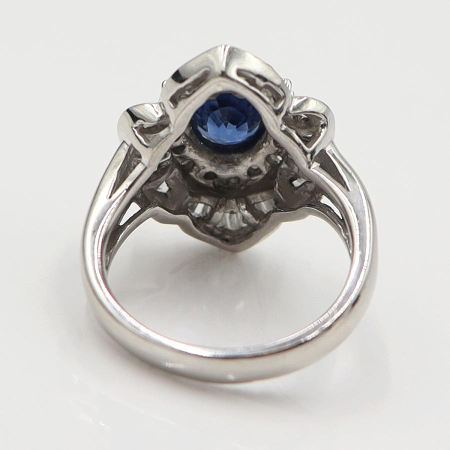 Pt900サファイアリング　S1.80ct　D1.10ct　リングサイズ12号　重量10.84ｇ(石の重量含む)　レディース(中古)