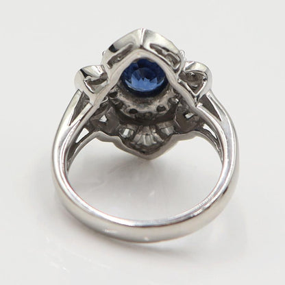 Pt900サファイアリング　S1.80ct　D1.10ct　リングサイズ12号　重量10.84ｇ(石の重量含む)　レディース(中古)