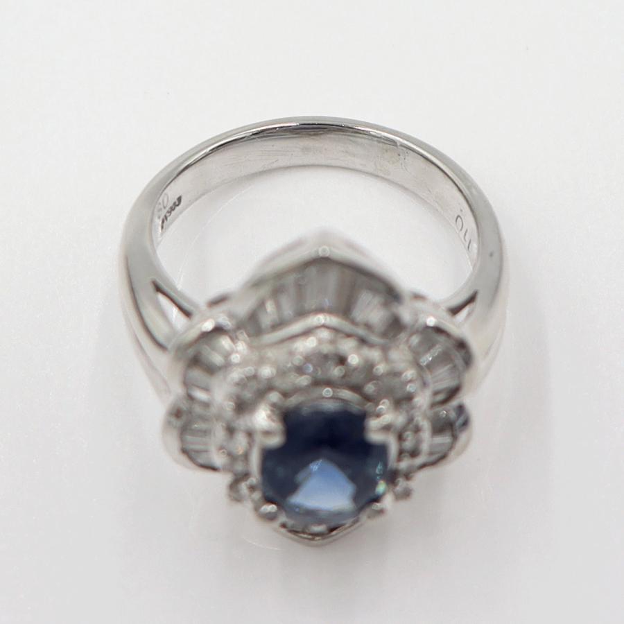 Pt900サファイアリング　S1.80ct　D1.10ct　リングサイズ12号　重量10.84ｇ(石の重量含む)　レディース(中古)