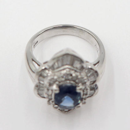 Pt900サファイアリング　S1.80ct　D1.10ct　リングサイズ12号　重量10.84ｇ(石の重量含む)　レディース(中古)