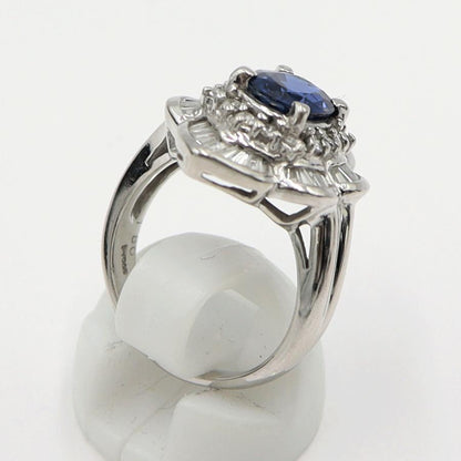 Pt900サファイアリング　S1.80ct　D1.10ct　リングサイズ12号　重量10.84ｇ(石の重量含む)　レディース(中古)