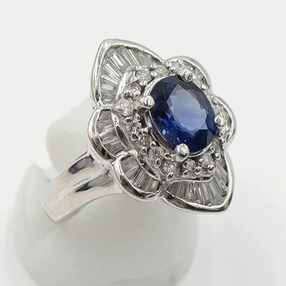 Pt900サファイアリング　S1.80ct　D1.10ct　リングサイズ12号　重量10.84ｇ(石の重量含む)　レディース(中古)