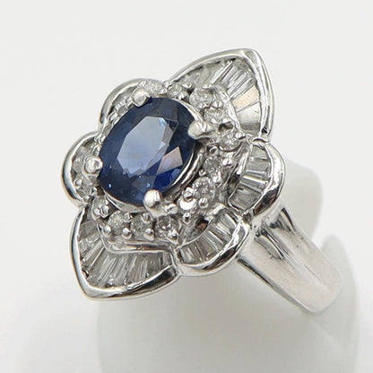 Pt900サファイアリング　S1.80ct　D1.10ct　リングサイズ12号　重量10.84ｇ(石の重量含む)　レディース(中古)