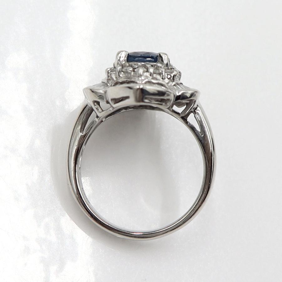 Pt900サファイアリング　S1.80ct　D1.10ct　リングサイズ12号　重量10.84ｇ(石の重量含む)　レディース(中古)