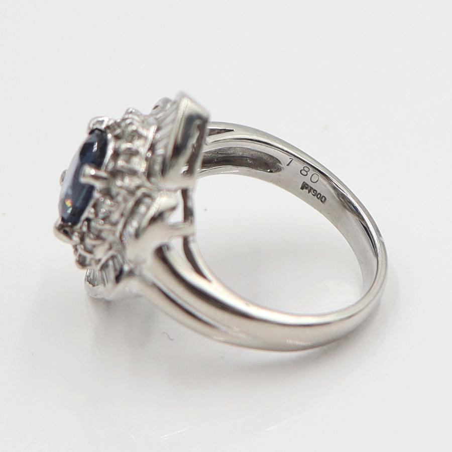 Pt900サファイアリング　S1.80ct　D1.10ct　リングサイズ12号　重量10.84ｇ(石の重量含む)　レディース(中古)