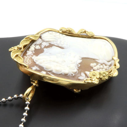 K18シェルカメオブローチ　重量16.65ｇ(石の重量含む)　ペンダントトップ　レディース（中古）