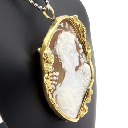 K18シェルカメオブローチ　重量16.65ｇ(石の重量含む)　ペンダントトップ　レディース（中古）