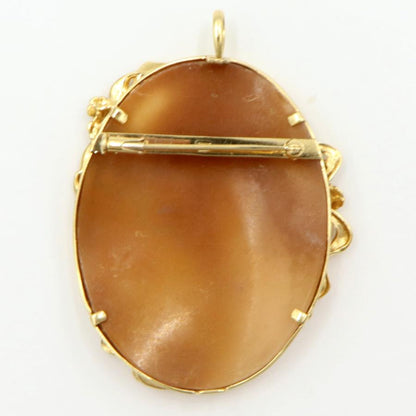 K18シェルカメオブローチ　重量16.65ｇ(石の重量含む)　ペンダントトップ　レディース（中古）