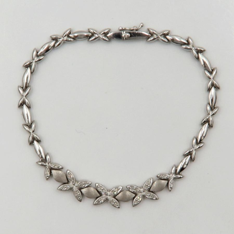 K14WGダイヤモンドブレスレット　D0.20ct　ブレスレット長さ18cm　重量9.15ｇ（中古）