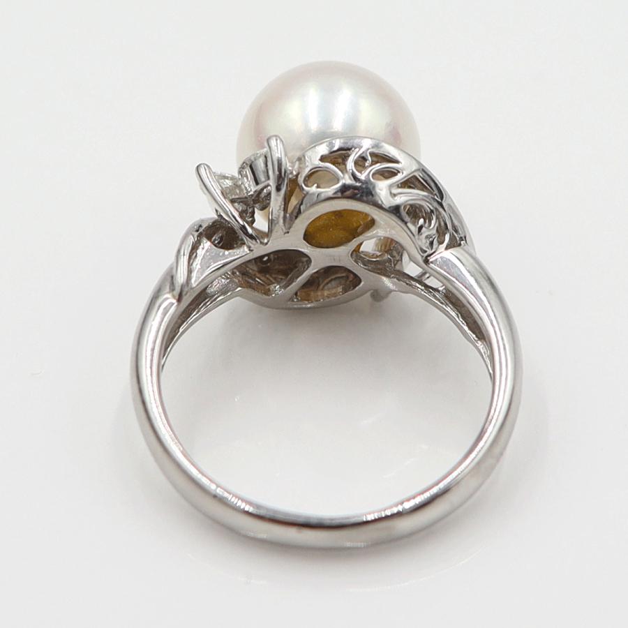 Pt900パールダイヤリング　P9mm　D0.27ct　リングサイズ8号　重量5.91ｇ(石の重量含む)(中古)