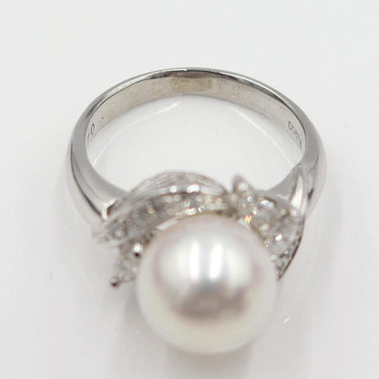 Pt900パールダイヤリング　P9mm　D0.27ct　リングサイズ8号　重量5.91ｇ(石の重量含む)(中古)