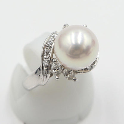 Pt900パールダイヤリング　P9mm　D0.27ct　リングサイズ8号　重量5.91ｇ(石の重量含む)(中古)