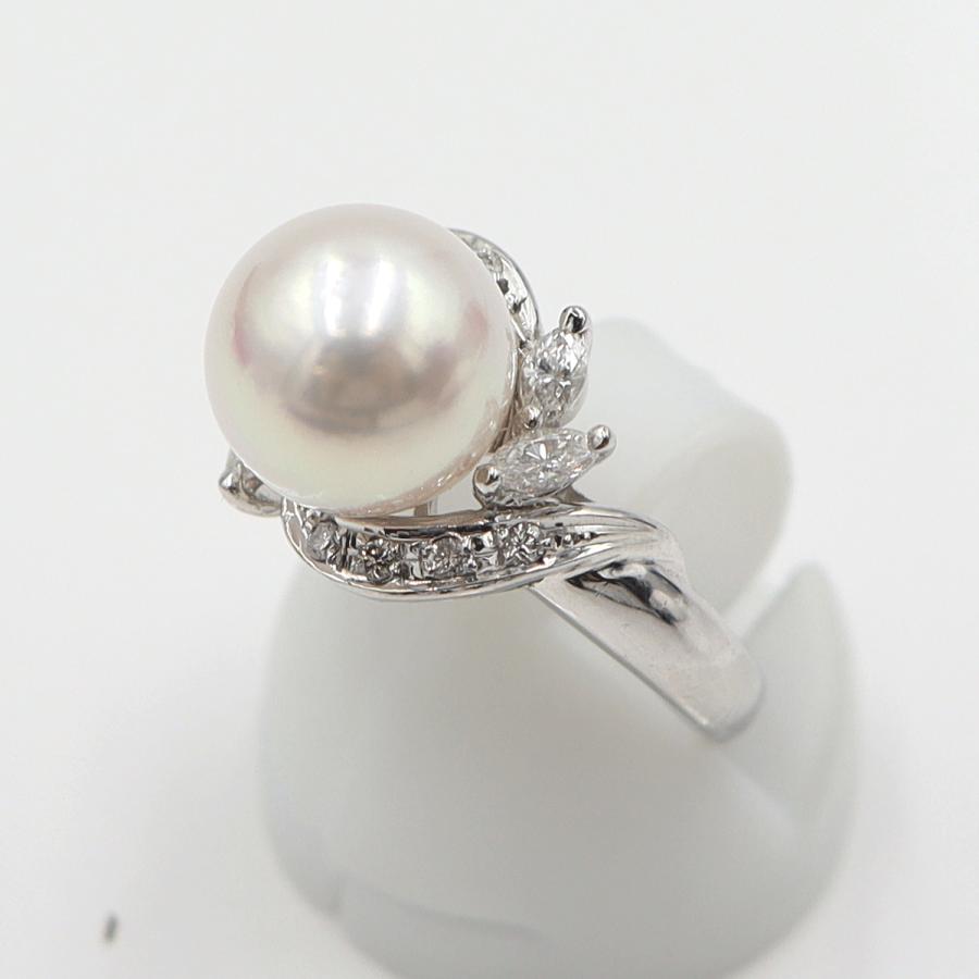 Pt900パールダイヤリング　P9mm　D0.27ct　リングサイズ8号　重量5.91ｇ(石の重量含む)(中古)