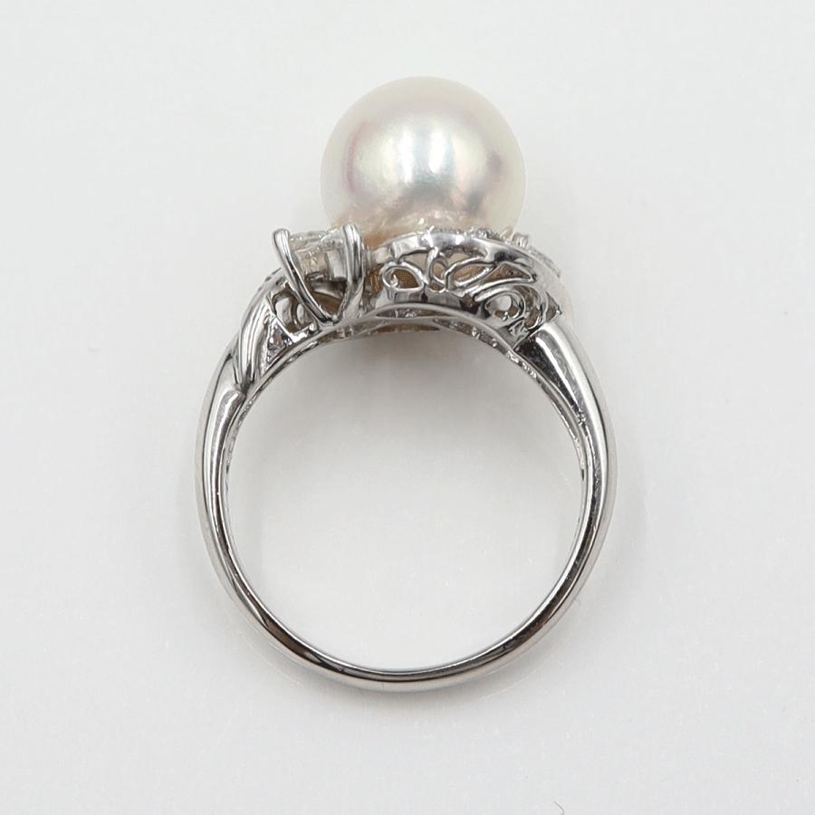 Pt900パールダイヤリング　P9mm　D0.27ct　リングサイズ8号　重量5.91ｇ(石の重量含む)(中古)