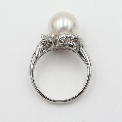 Pt900パールダイヤリング　P9mm　D0.27ct　リングサイズ8号　重量5.91ｇ(石の重量含む)(中古)