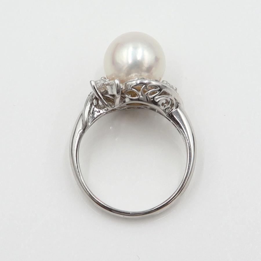 Pt900パールダイヤリング　P9mm　D0.27ct　リングサイズ8号　重量5.91ｇ(石の重量含む)(中古)