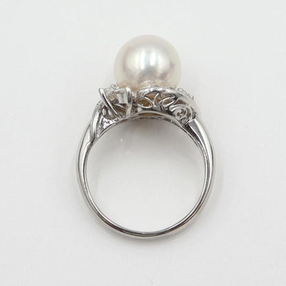 Pt900パールダイヤリング　P9mm　D0.27ct　リングサイズ8号　重量5.91ｇ(石の重量含む)(中古)