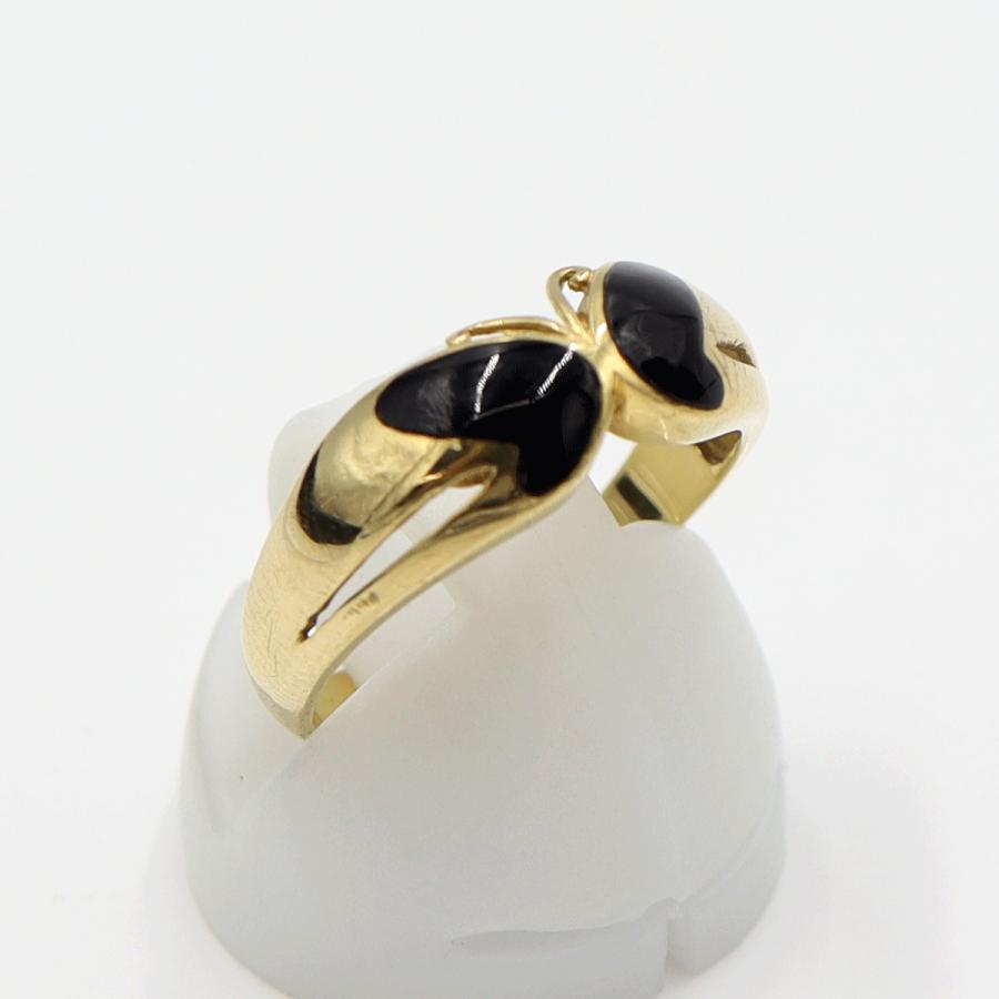 K18オニキスリング　「蝶々」　サイズ11号　重量2.94ｇ(石の重量含む)　レディース(中古)