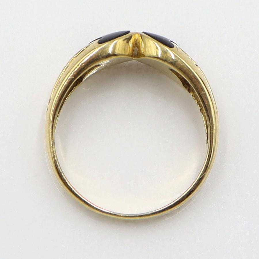 K18オニキスリング　「蝶々」　サイズ11号　重量2.94ｇ(石の重量含む)　レディース(中古)