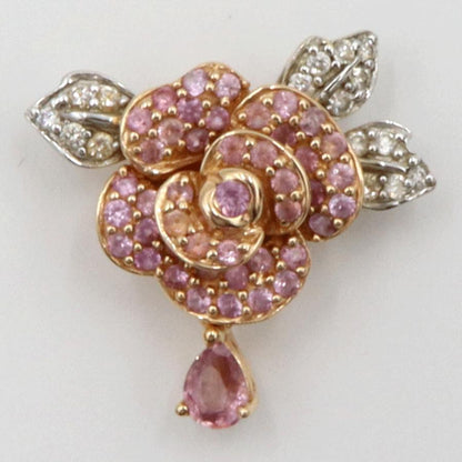 K18サファイアペンダントトップ「バラ」　S0.60ct　D0.10ct　重さ2.73g(石の重量含む)　レディース(中古)