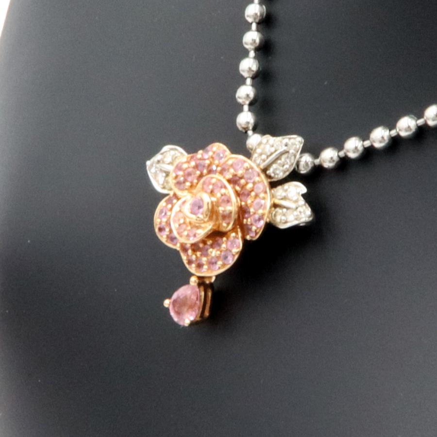 K18サファイアペンダントトップ「バラ」　S0.60ct　D0.10ct　重さ2.73g(石の重量含む)　レディース(中古)