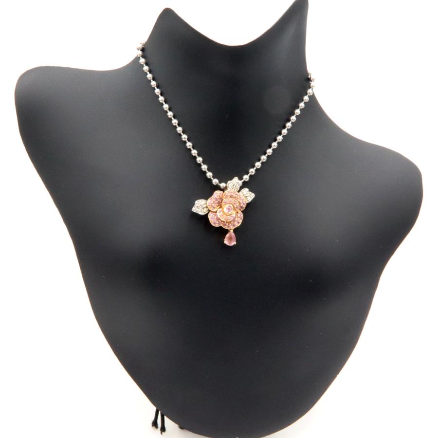 K18サファイアペンダントトップ「バラ」　S0.60ct　D0.10ct　重さ2.73g(石の重量含む)　レディース(中古)