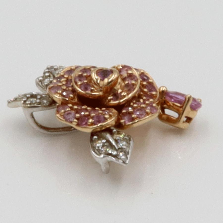 K18サファイアペンダントトップ「バラ」　S0.60ct　D0.10ct　重さ2.73g(石の重量含む)　レディース(中古)