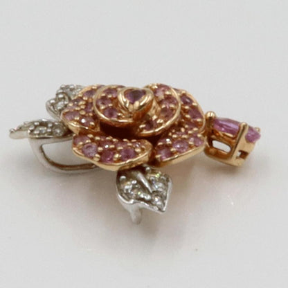 K18サファイアペンダントトップ「バラ」　S0.60ct　D0.10ct　重さ2.73g(石の重量含む)　レディース(中古)