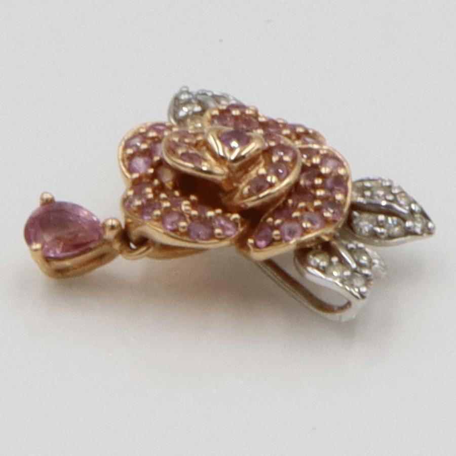 K18サファイアペンダントトップ「バラ」　S0.60ct　D0.10ct　重さ2.73g(石の重量含む)　レディース(中古)
