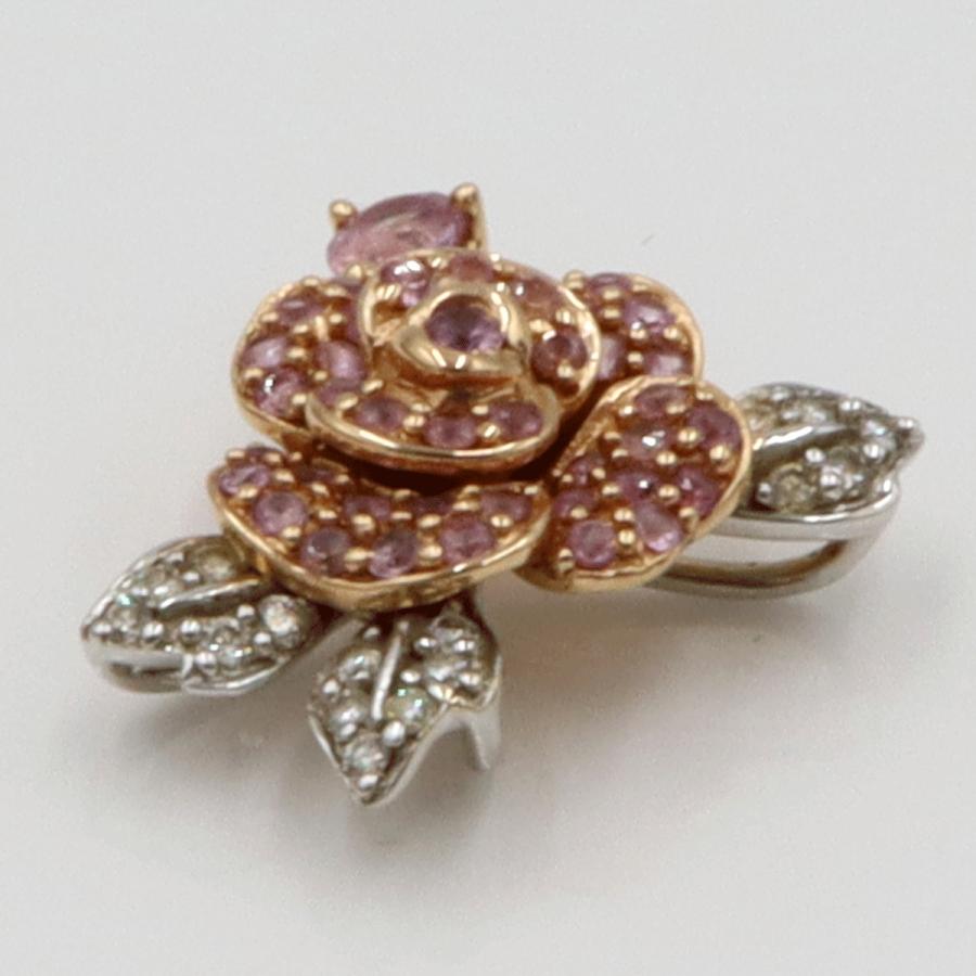 K18サファイアペンダントトップ「バラ」　S0.60ct　D0.10ct　重さ2.73g(石の重量含む)　レディース(中古)