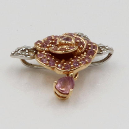 K18サファイアペンダントトップ「バラ」　S0.60ct　D0.10ct　重さ2.73g(石の重量含む)　レディース(中古)