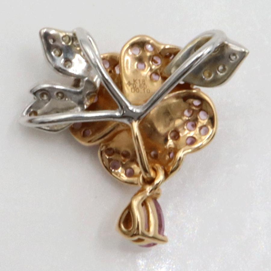 K18サファイアペンダントトップ「バラ」　S0.60ct　D0.10ct　重さ2.73g(石の重量含む)　レディース(中古)