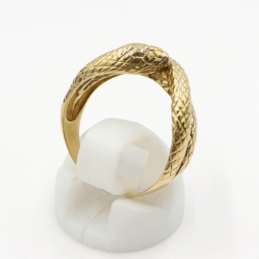 K18サファイアリング「スネーク」　リングサイズ16号　重量4.35ｇ(石の重量含む)　蛇　レディース(中古)