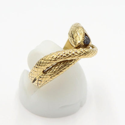 K18サファイアリング「スネーク」　リングサイズ16号　重量4.35ｇ(石の重量含む)　蛇　レディース(中古)