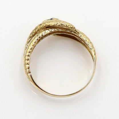 K18サファイアリング「スネーク」　リングサイズ16号　重量4.35ｇ(石の重量含む)　蛇　レディース(中古)