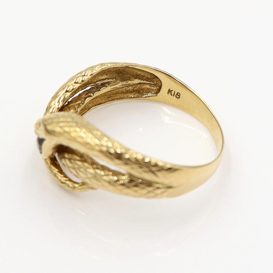 K18サファイアリング「スネーク」　リングサイズ16号　重量4.35ｇ(石の重量含む)　蛇　レディース(中古)