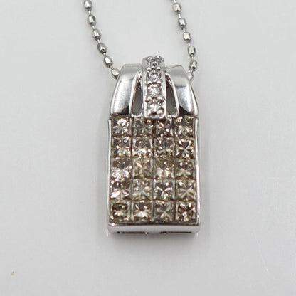 K18WGダイヤモンドペンダントネックレス　ネック長さ：約44cm　重量3.22ｇ(石の重量含む)(中古)