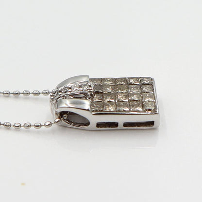 K18WGダイヤモンドペンダントネックレス　ネック長さ：約44cm　重量3.22ｇ(石の重量含む)(中古)