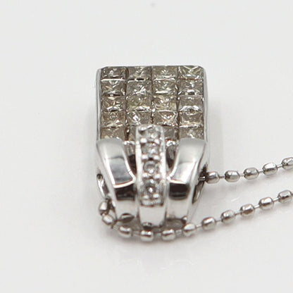 K18WGダイヤモンドペンダントネックレス　ネック長さ：約44cm　重量3.22ｇ(石の重量含む)(中古)