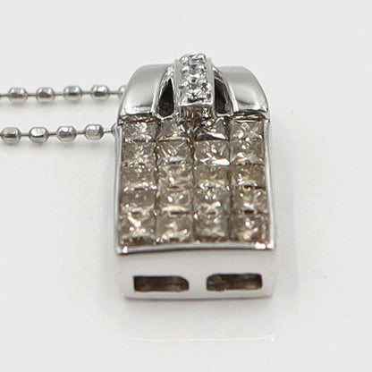 K18WGダイヤモンドペンダントネックレス　ネック長さ：約44cm　重量3.22ｇ(石の重量含む)(中古)