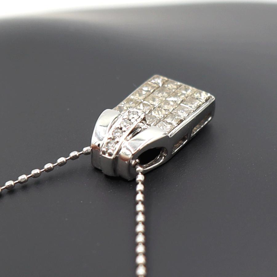 K18WGダイヤモンドペンダントネックレス　ネック長さ：約44cm　重量3.22ｇ(石の重量含む)(中古)