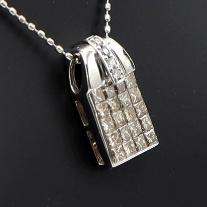 K18WGダイヤモンドペンダントネックレス　ネック長さ：約44cm　重量3.22ｇ(石の重量含む)(中古)