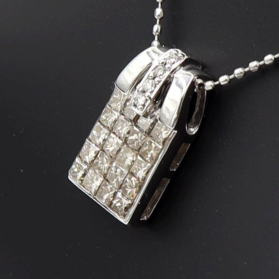 K18WGダイヤモンドペンダントネックレス　ネック長さ：約44cm　重量3.22ｇ(石の重量含む)(中古)