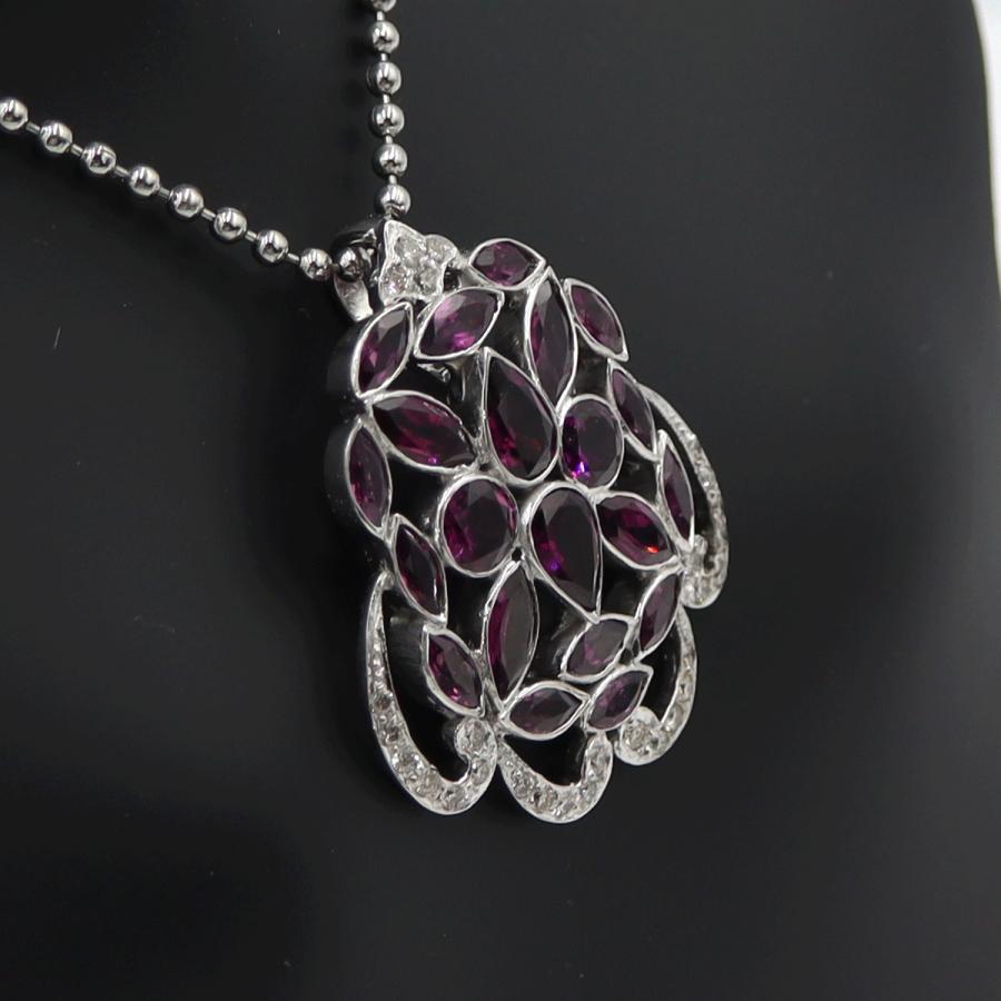 K18WGロードライトガーネットペンダントトップ　重量10.65ｇ(石の重量含む)　レディース(中古)