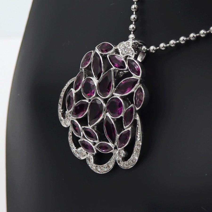 K18WGロードライトガーネットペンダントトップ　重量10.65ｇ(石の重量含む)　レディース(中古)