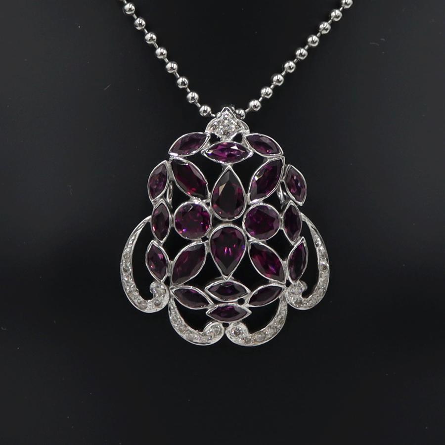 K18WGロードライトガーネットペンダントトップ　重量10.65ｇ(石の重量含む)　レディース(中古)