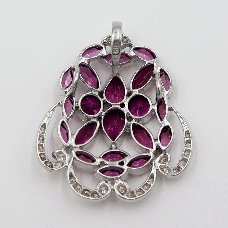 K18WGロードライトガーネットペンダントトップ　重量10.65ｇ(石の重量含む)　レディース(中古)