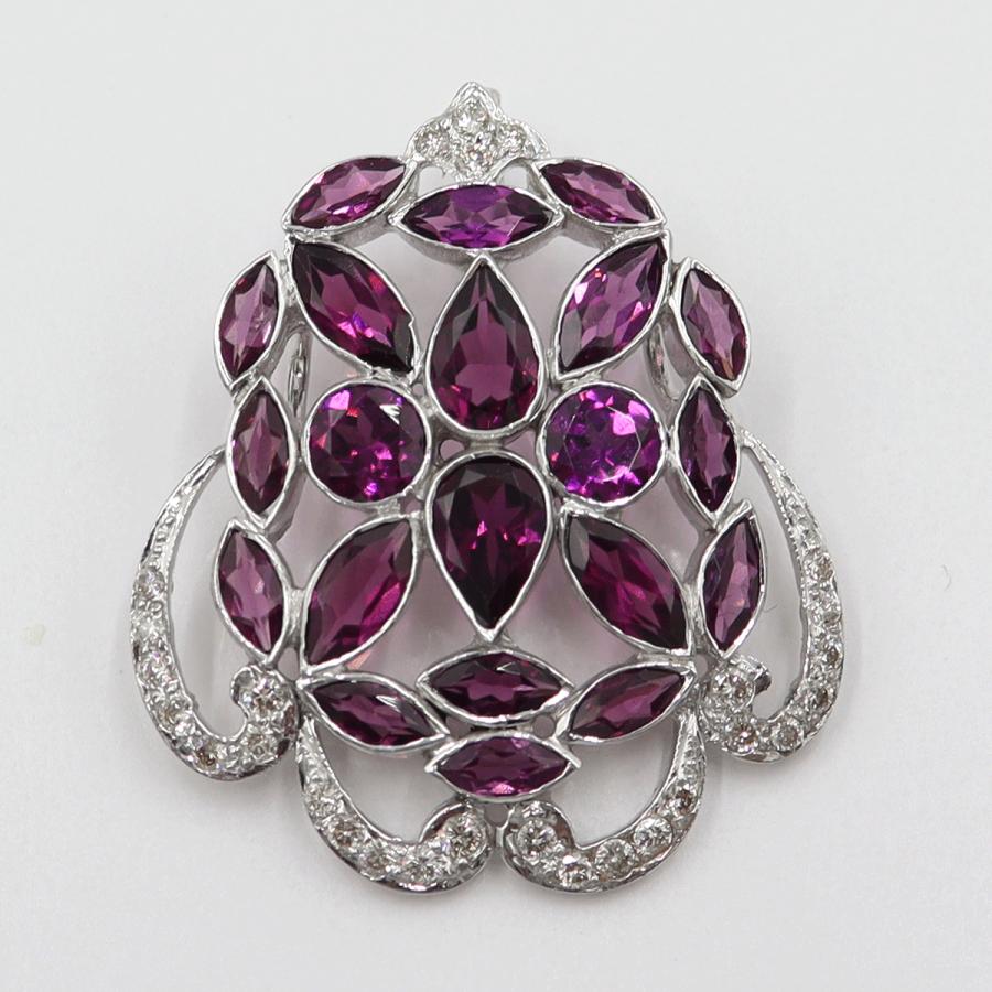 K18WGロードライトガーネットペンダントトップ　重量10.65ｇ(石の重量含む)　レディース(中古)