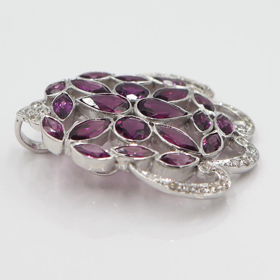 K18WGロードライトガーネットペンダントトップ　重量10.65ｇ(石の重量含む)　レディース(中古)