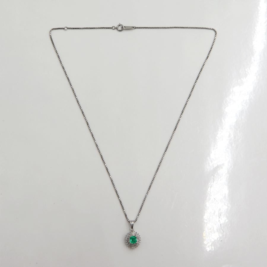 Pt850エメラルドペンダントネックレス　E0.36ct　D0.26ct　ネックレス長さ40cm　重量6.52ｇ(石の重量含む) レディース(中古)